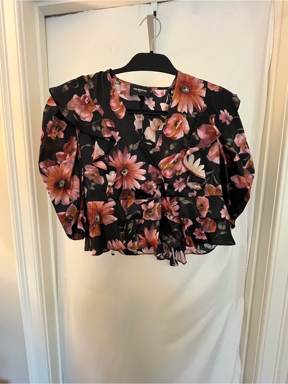 NWT The Kooples Black Pastel Daisy Designer Blouse- Medium